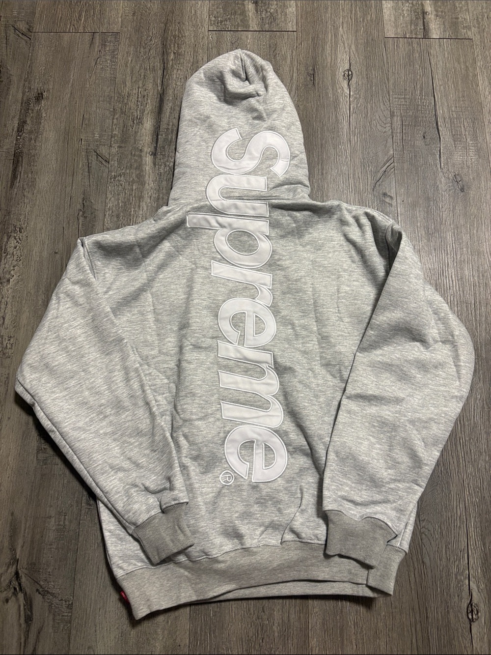 Supreme Gray Vertical Logo Hoodie